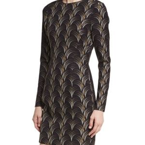 Black Halo Lively Long-Sleeve Mini Dress Moonlight